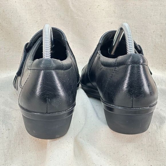 Clarks Collection Women 10 Black Leather Everlay Coda Slipon Casual Loafer Strap - Picture 5 of 8